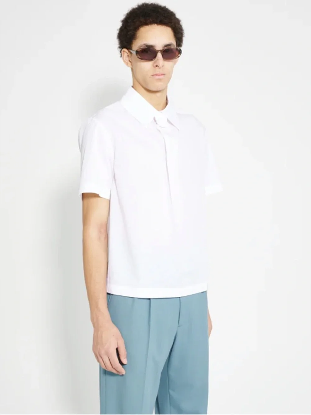 Olly Shinder White Vanishing Tie Shirt Made in England Cotton Men's Large - Picture 2 of 9